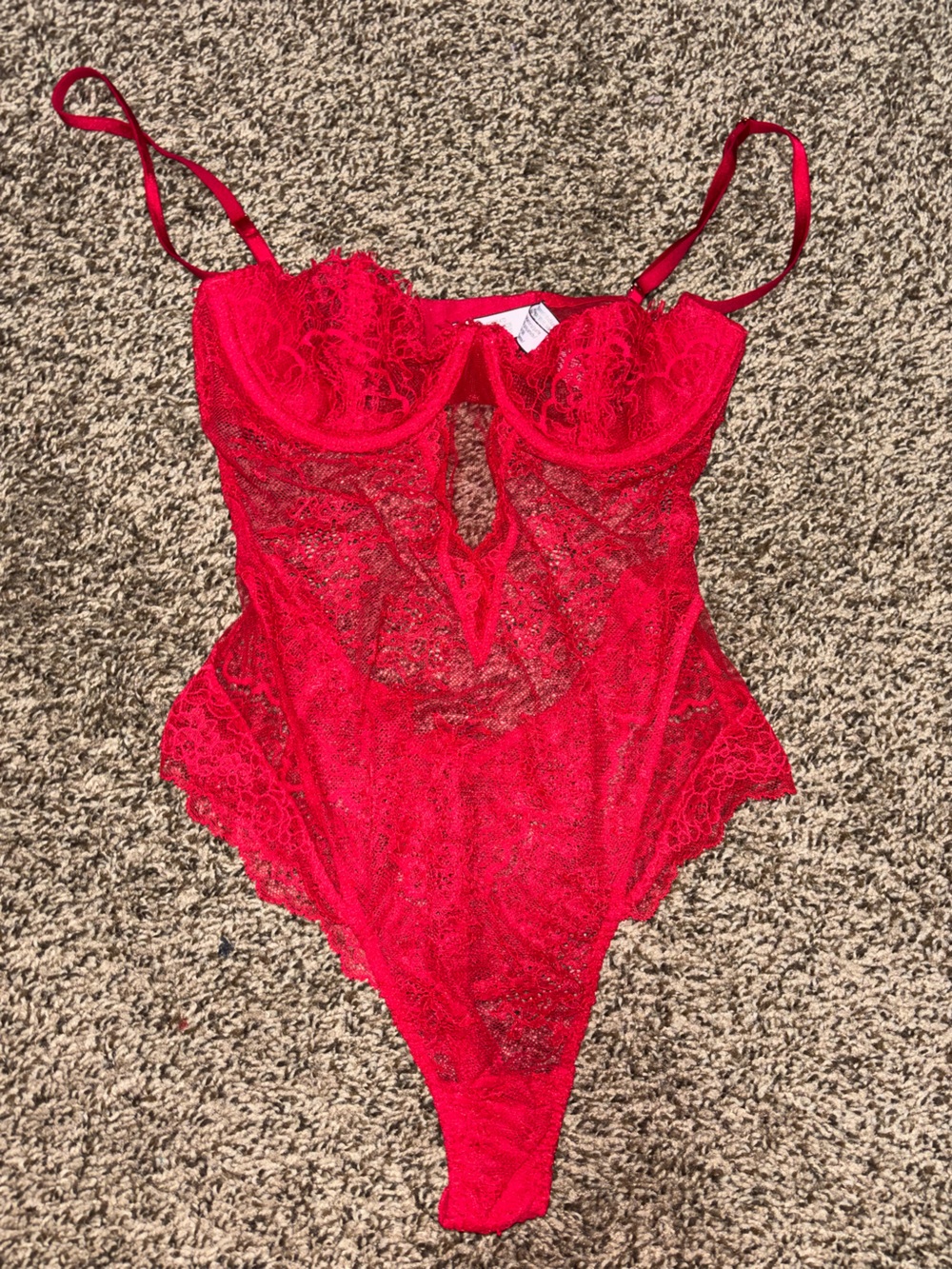 Victoria's Secret Red Lace Bodysuit Chemise